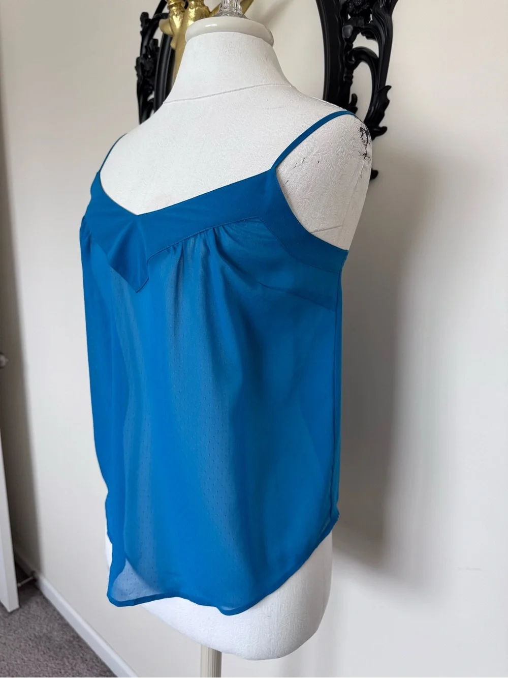 Blue V-Neck Spaghetti Strap Tank Top